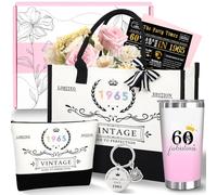Zyphoria 60th 1965 Birthday Gifts for Women, 60 Year Old Birthday Fabulous Gifts for Women, Cool 60th Birthday Canvas Tote Bag Gift for Woman, Turning 60th Cup Birthday Basket for Her(1965 vintage)