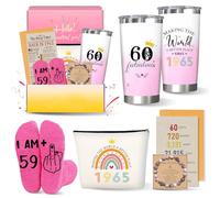 Zyphoria 60th Birthday Gifts for Women, 60 1965 Year Old Gift for Woman, Cool Happy Birthdays Decorations Presents Basket for Female Turning-60, Funny 60 & Fabulous Tumblers for Her Mom Grandma Aunt