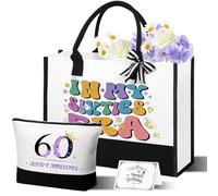 Zyphoria 60th Birthday Gifts for Women, Birthday Gifts for 60 Year Old Woman, Unique 60 Fabulous Tote Bag Set for Women, Happy 60th Gift Basket for Her Mom Sister Friend Wife