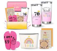 Zyphoria 70th Birthday Gifts for Women, 70 1955 Year Old Gift for Woman, Cool Happy Birthdays Decorations Presents Basket for Ladies Turning-70, Funny 70 & Fabulous Tumblers for Her Mom Grandma Aunt