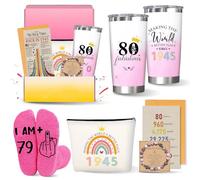 Zyphoria 80th Birthday Gifts for Women, 80 1945 Year Old Gift for Woman, Cool Happy Birthdays Decorations Presents Basket for Ladies Turning-80, Funny 80 & Fabulous Tumblers for Her Mom Grandma Aunt
