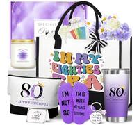 Zyphoria 80th Birthday Gifts for Women, Funny 80th Birthday Gifts for Her, Funny Gift for 80 Year Old Woman, 80 and Fabulous Canvas Tote Bag Gift Set, Happy 1945 Gift Basket for Her Mom Sister Friend