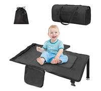 Zyphoria Toddler Airplane Bed Travel Bag 2 in 1, Baby Travel Essentials for Flying, Airplane Seat Extender for Kids, Plane Must Have for Toddlers, Portable Flyaway Bed Foot Rest for Infant(Black)