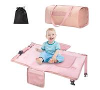 Zyphoria Toddler Airplane Travel Bed, Airplane Seat Extender for Kids, Plane Must Have for Toddlers, Baby Travel Essentials for Flying, Portable Travel Bag Foot Rest for Flights(Pink)