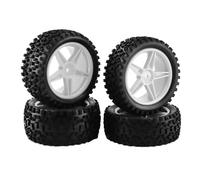 ZYPMoTo 1 10 Scale RC Off Road Tires And Wheels Set RS Rubber Tyre With Plastic Rims Compatible With 94107 94166 And 144001 RC Cars(WHITE)