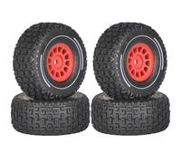 ZYPMoTo 4pcs 65mm Rubber Tires With 12mm Hex Plastic Wheel Hubs Compatible With 1 14 Scale RC Cars Like MOJAVE GROM Upgrade Parts Accessories(Red)