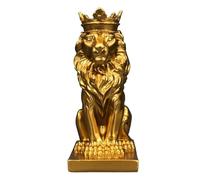 Zyqixluk 5.7''H Crown Lion King Statue Resin Lion Sculpture Resin Lion Decor For Office Desktop Living Room Cabinets Bookshelf Lion Figurine Gifts For Men,Gold