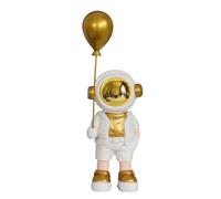 Zyqixluk Astronaut Statue Sculpture Spaceman Decor,Resin Home Decoration Sculpture with Golden Balloon,Arts Gold Shelf Decoration,A Gift for Space Enthusiasts,White,3.5 * 3.1 * 11in