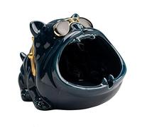 Zyqixluk Bulldog ashtray, Ceramic Cartoon Animal Ashtray,Key bowl in the entryway,Creative Ashtray for Indoor Outdoor Use, Office Desktop and Home Decorations,blue