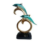 Zyqixluk Dolphin Statue Resin Dolphin Sculpture,Dolphin Decor,Marine Animal Decorations Table Centerpieces,Home Decoration and Gift,for Home Office Living Room Desktop Decoration,Green