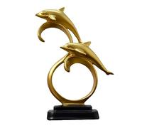 Zyqixluk Dolphin Statue Resin Dolphin Sculpture,Dolphin Decor,Marine Animal Decorations Table Centerpieces,Home Decoration and Gift,for Home Office Living Room Desktop Decoration,Gold