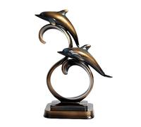 Zyqixluk Dolphin Statue Resin Dolphin Sculpture,Dolphin Decor,Marine Animal Decorations Table Centerpieces,Home Decoration and Gift,for Home Office Living Room Desktop Decoration,Bronze