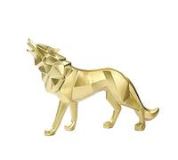 Zyqixluk Resin Wolf Statue Sculpture Abstract Sculptures Home Decor Animal Statues Modern Geometric Home Decor Figurine Table Centerpieces Ornaments For Living Room Cabinets Desk Decor,Gold