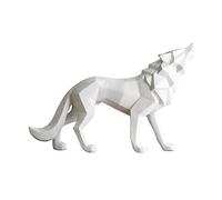 Zyqixluk Resin Wolf Statue Sculpture Abstract Sculptures Home Decor Animal Statues Modern Geometric Home Decor Figurine Table Centerpieces Ornaments For Living Room Cabinets Desk Decor,White