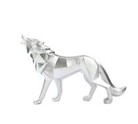 Zyqixluk Resin Wolf Statue Sculpture Abstract Sculptures Home Decor Animal Statues Modern Geometric Home Decor Figurine Table Centerpieces Ornaments For Living Room Cabinets Desk Decor,Silver