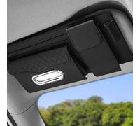 ZYQUCP Car Sun Visor Organizer for Jeep Compass MP/552 2017-2025 Multi-Pocket Visor Organizer Storage Pouch Universal with Zipper Visor Storage Pouch Glasses Clip,Black