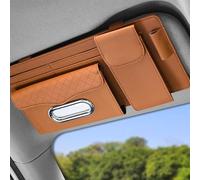 ZYQUCP Car Sun Visor Organizer for Skoda Enyaq Coupé iV/RS 2022 Multi-Pocket Visor Organizer Storage Pouch Universal with Zipper Visor Storage Pouch Glasses Clip,Orange