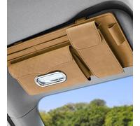 ZYQUCP Car Sun Visor Organizer for Skoda Rapid/Rapid Spaceback Hatchback 2012-2019 Multi-Pocket Visor Organizer Storage Pouch Universal with Zipper Visor Storage Pouch Glasses Clip,Brown