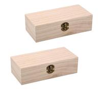 ZYQUES 2 Pcs Unfinished Wooden Boxes, 20 x 10 x 6cm Small Wood Box with Hinged Lid Diy Craft Storage Organizer Box with Locking Clasp Fortune Paulownia Wood Gifts Boxes