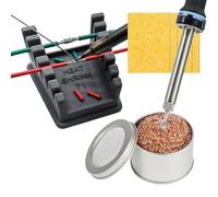ZYRELYNX Upgraded Silicone Soldering Station with Solder Tip Cleaner, Soldering Helping Hands, Soldering Tools Kit Including 1Pcs Iron Cleaner, 5Pcs Cleaning Sponges and 1Pcs Soldering Stand(Grey)