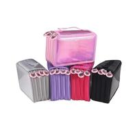 zyrqon 2pcs 4 Layer Holographic Pencil Case Large Capacity Multi Compartment Pen Organizer with Handle for Students Artists School Travel