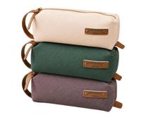 zyrqon 2pcs Durable Canvas Vintage PU Leather Handle Metal Zipper Large Pencil Case for Students Back to School Office Stationery Storage