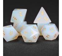 ZYRRY Opal Dice Set - 7 Polyhedral Gemstone Dice for DND & Pathfinder | Shimmer RPG Dice Set, Gift for D&D Players