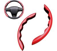 ZYSHJ 2Pcs Car Steering Wheel Cover for Audi A5 Cabriolet Coupe Sportback, Segmented Breathable Anti-slip Wear-Resistant Steering Wheel Protector Accessories,Red