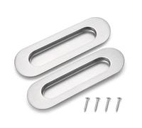Zyssby 2 Pcs 14.2 x 4 cm Stainless Steel Recessed Sliding Door Handles | Compact recessed handles for sliding doors, ideal for cabinets and wardrobes, lightweight with hidden screw design.