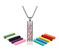 Zysta Aromatherapy Jewellery Women's Men's Perfume Hollow Locket Cage Pendant Floating Charm Aroma Medallion Essential Oil Diffuser Necklace with 10pcs Pads, NON,