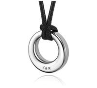 Zysta Circle of Life Eternity Urn Necklace for Ashes Personalized Stainless Steel Engraved Memorial Ashe Container Pendant with Rope Adjustable Cremation Jewelry Keepsake Silver Black