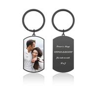 Zysta Customised Photo Calendar Text Keyrings Custom Dog Tag Keyring Personalised Engraving Picture Message Special Date Keepsake Memorial Military Army Pendant Keyrings