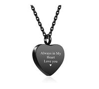 Zysta Personalised Text Heart/Round Ahses Necklace Urn Ash Container Engraving Name Customized Message Heart-Shaped Pendant Keepsake Necklaces Urns Cremation Jewelery Memorial