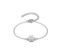 Zysta Personalized Name Pet dog Bracelet Dainty Cute Cat Paw Print Adjustable Bracelets Engraved Gold Silver Pet Memorial Jewelry for Women/Weddings/Christmas/Birthday (Silver 1 Name)