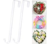 ZYSUN 12" Clear Wreath Hangers, Non Scratch Over The Door Hooks, 2 Pack Wreath Hanger Organizer for Home, Slim Hangers for Decor