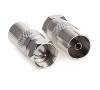2 Pack TV T/F Type Connector Socket to RF Coax Aerial Adapter, Metric F Male TV9.5 female RF adapter