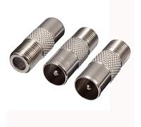 ZYSY 3 Pack F Type Screw Connector Socket F-Connectors Adaptor Satellite to RF Coax Aerial Male Adapter Converter