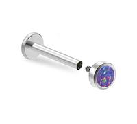 ZYTAIJEW 1pc/2pcs 16G 6mm/8mm/10mm G23 Titanium Internally Threaded 4mm Blue/Green/Pink/White/Purple Synthetic Opal Labret Monroe Lip Tragus Cartilage Earring Ring Nose Stud Piercing Jewelry, Titanium