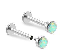 ZYTAIJEW 1pc/2pcs 16G 6mm/8mm/10mm G23 Titanium Internally Threaded 4mm Blue/Green/Pink/White/Purple Synthetic Opal Labret Monroe Lip Tragus Cartilage Earring Ring Nose Stud Piercing Jewelry, Titanium