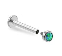 ZYTAIJEW 1pc/2pcs 16G 6mm/8mm/10mm G23 Titanium Internally Threaded 4mm Blue/Green/Pink/White/Purple Synthetic Opal Labret Monroe Lip Tragus Cartilage Earring Ring Nose Stud Piercing Jewelry, Titanium