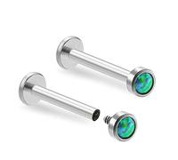 ZYTAIJEW 1pc/2pcs 16G 6mm/8mm/10mm G23 Titanium Internally Threaded 4mm Blue/Green/Pink/White/Purple Synthetic Opal Labret Monroe Lip Tragus Cartilage Earring Ring Nose Stud Piercing Jewelry, Titanium