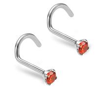 ZYTAIJEW 2pcs Green/White/Dark Blue/Purple/Red/Light Blue/Pink/Black 2mm/3mm CZ Screw Nose Rings Studs G23 Titanium Cubic Zirconia 20G/18G Piercing Jewelry, Titanium, no gemstone