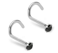 ZYTAIJEW 2pcs Green/White/Dark Blue/Purple/Red/Light Blue/Pink/Black 2mm/3mm CZ Screw Nose Rings Studs G23 Titanium Cubic Zirconia 20G/18G Piercing Jewelry, Titanium, no gemstone