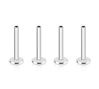 ZYTAIJEW 4pcs Threadless Push In 16G Flat Back Post G23 Titanium Labret Trague Helix Bar Replacement Earring Stud Backs Flatback Posts Earlobe Lip Nose Piercing Barlength 6mm