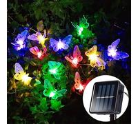 ZYTC Solar Fiber Butterfly Lights String Outdoor 20 LED Multi-Colors Lights with Solar Panel Waterproof for Garden Yard Porch Party Lawn Landscape Decorative Lights(16ft)