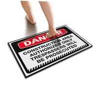 ZYTHRAEL Bedroom Door Decorations Danger Construction Area Authorized Only Trespassers Will Be Prosecuted Doormat Porch Mats For Front Door Outside Outdoor Doormat(65X90CM)