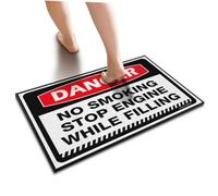 ZYTHRAEL Funny Door Mats For Outside Entry Danger No Smoking Stop Engine While Filling Floor Mat Childrens Room Decor Man Cave Furniture(50X80CM)