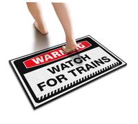 ZYTHRAEL Outdoor Door Mat Large Warning Watch For Trains Doormat Interesting Entry Doormat Home Alone Door Mat(50X80CM)