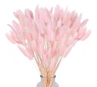 Zythrem 120Pcs Bunny Tails Dried Flowers Pink Bunny Tails Pampas Grass Decor Natural Rabbit Tails Grass Lagurus Ovatus Dried Grass Bouquet for Vase, Wedding, Boho Decor, Home, Flora Arrangement