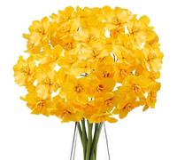 Zythrem 12Pcs Artificial Daffodils, Yellow Daffodils Artificial Flowers, Silk Fake Narcissus Flowers, Faux Spring Bouquet, Plastic Daffodil for Home Wedding Garden Floral Arrangements Grave Flower